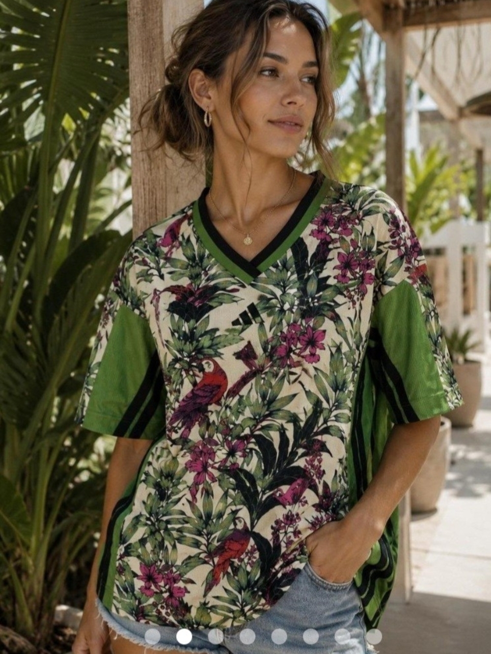 FARM Rio x Adidas Green Tropical Parrot Soccer Jersey